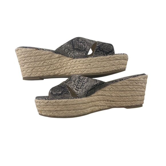 Boston Proper Womens Snakeskin Pattern Wedge Sandals Size 7.5 - Picture 1 of 6